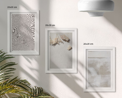 Triptyk tavla med ram Sand, stenar och sliten textur i boho-stil