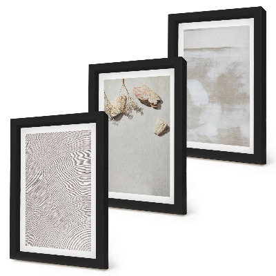 Triptyk tavla med ram Sand, stenar och sliten textur i boho-stil