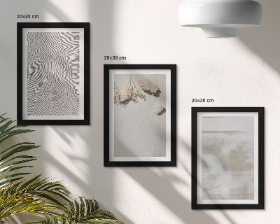 Triptyk tavla med ram Sand, stenar och sliten textur i boho-stil