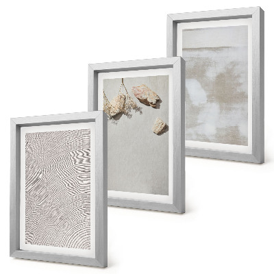 Triptyk tavla med ram Sand, stenar och sliten textur i boho-stil