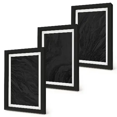 Tavelvägg med 3 tavlor med elegant motiv av mörk marmor i glamorös stil