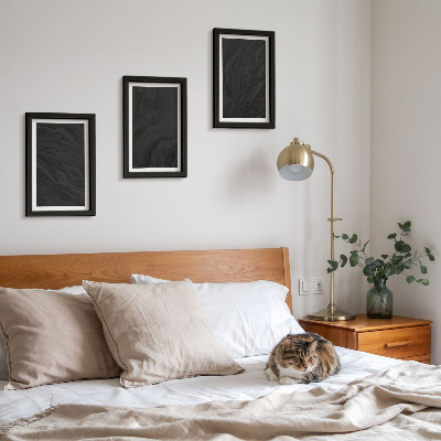 Tavelvägg med 3 tavlor Mörk marmor elegant textur i en glamorös stil