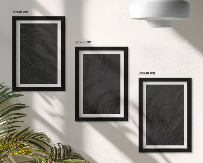 Tavelvägg med 3 tavlor Mörk marmor elegant textur i en glamorös stil