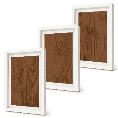 Triptyk med ram trämönstrad tavla med textur av trädbark i minimalistisk stil