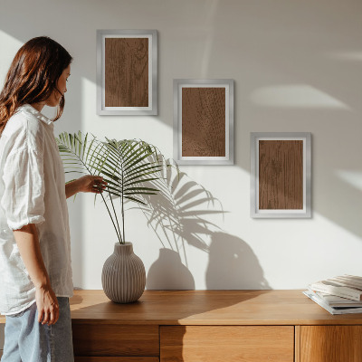 Triptyk tavla med ram Trämönster trädbark textur minimalism