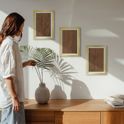 Triptyk tavla med ram Trämönster trädbark textur minimalism