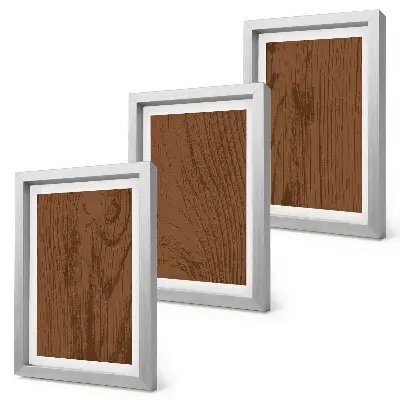 Triptyk med ram trämönstrad tavla med textur av trädbark i minimalistisk stil