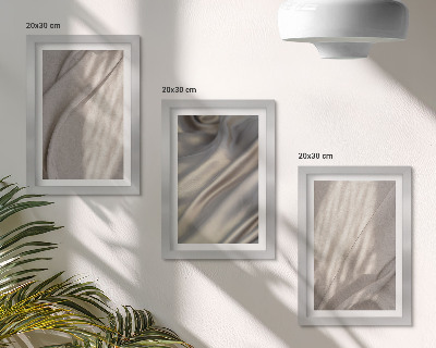 Tavelvägg med 3 tavlor Närbild av naturliga tygstrukturer i boho-stil