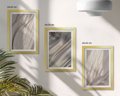 Tavelvägg med 3 tavlor Närbild av naturliga tygstrukturer i boho-stil