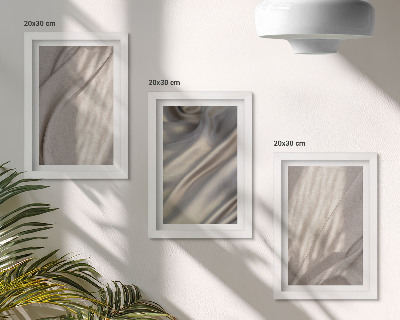Tavelvägg med 3 tavlor Närbild av naturliga tygstrukturer i boho-stil