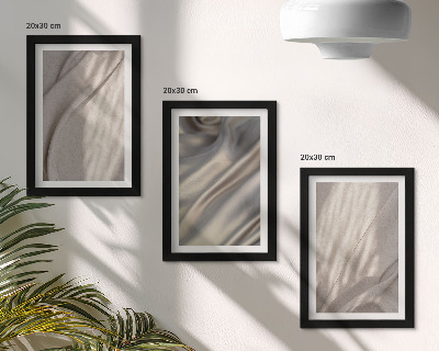 Tavelvägg med 3 tavlor Närbild av naturliga tygstrukturer i boho-stil
