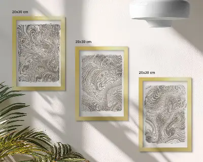 Moderna former abstrakt målning triptyk tavla med ram