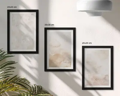 Tavelvägg med 3 tavlor med moderna texturer i ljusa pastellfärger