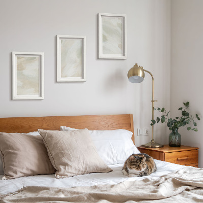 Triptyk tavla med ram Ljusa abstrakta målningar på duk, delikat bohemisk stil