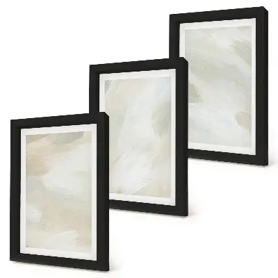 Triptyk med ram ljusa abstrakta målningar i bohemisk stil på duk