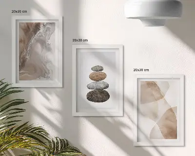 Triptyk med abstrakta former i pastellfärger tavla med ram och målad struktur