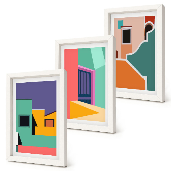Posterpaket Färgglada illustrationer av staden i modern stil