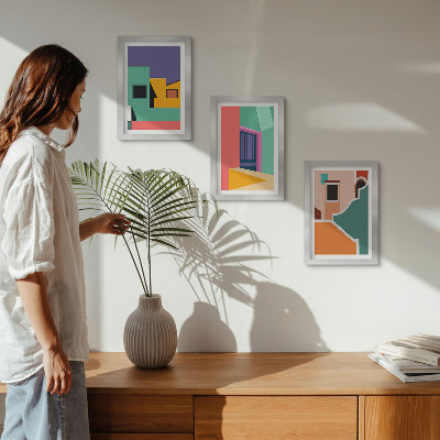 Posterpaket Färgglada illustrationer av staden i modern stil