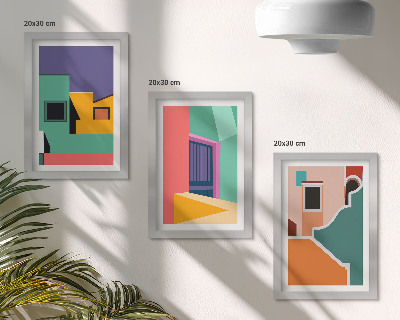 Posterpaket Färgglada illustrationer av staden i modern stil