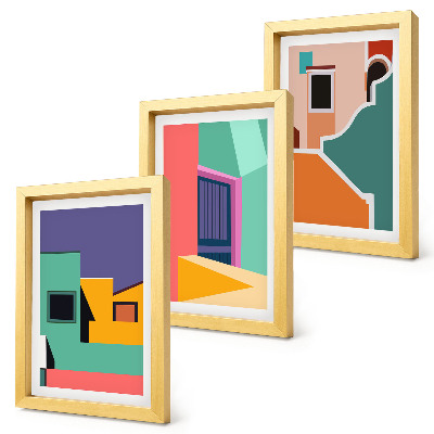 Posterpaket Färgglada illustrationer av staden i modern stil