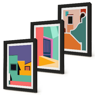 Posterpaket Färgglada illustrationer av staden i modern stil