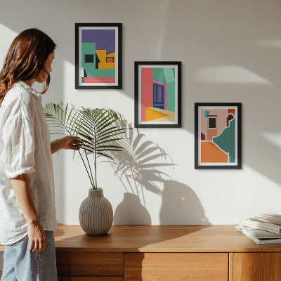 Posterpaket Färgglada illustrationer av staden i modern stil