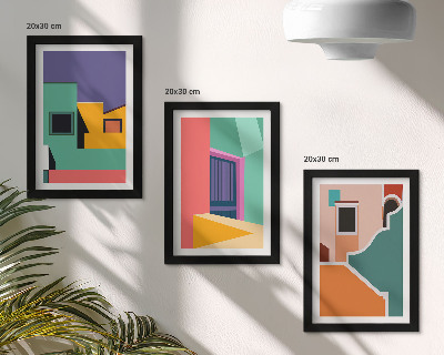 Posterpaket Färgglada illustrationer av staden i modern stil