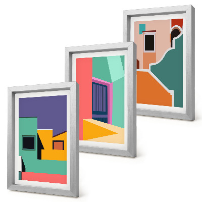 Posterpaket Färgglada illustrationer av staden i modern stil