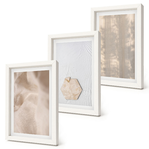 Triptyk tavla med ram Subtila texturer i en naturlig boho-stil