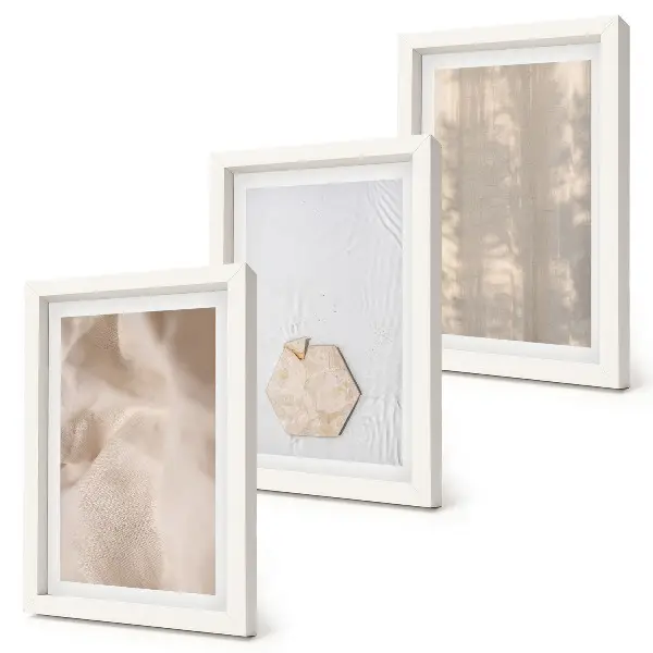 Triptyk med ram subtila texturer i naturlig boho-stil