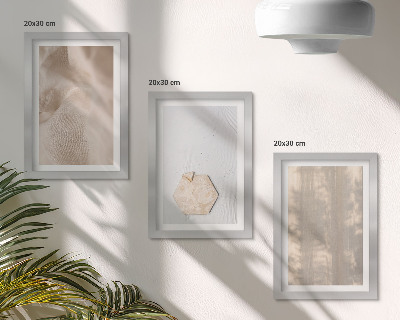 Triptyk tavla med ram Subtila texturer i en naturlig boho-stil