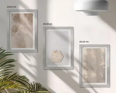 Triptyk med ram subtila texturer i naturlig boho-stil