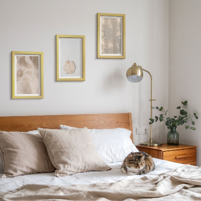 Triptyk tavla med ram Subtila texturer i en naturlig boho-stil