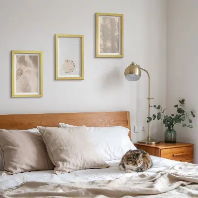 Triptyk med ram subtila texturer i naturlig boho-stil