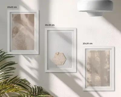 Triptyk med ram subtila texturer i naturlig boho-stil