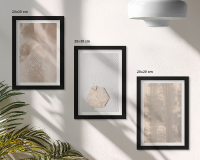 Triptyk tavla med ram Subtila texturer i en naturlig boho-stil