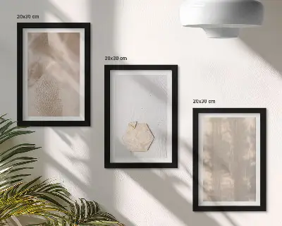 Triptyk med ram subtila texturer i naturlig boho-stil