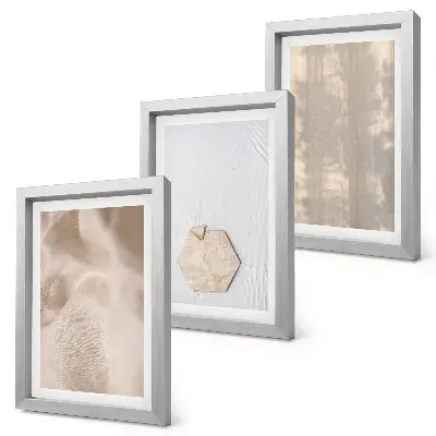 Triptyk med ram subtila texturer i naturlig boho-stil
