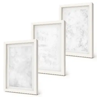 Tavelvägg med 3 tavlor vita fläckar på minimalistisk canvas