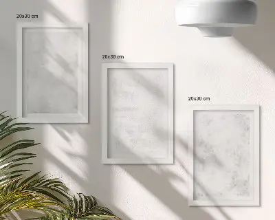 Tavelvägg med 3 tavlor vita fläckar på minimalistisk canvas
