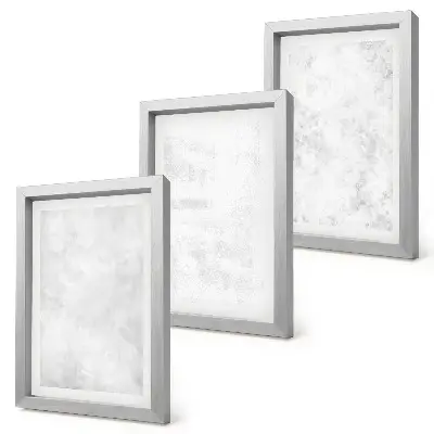 Tavelvägg med 3 tavlor vita fläckar på minimalistisk canvas