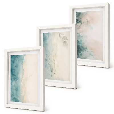 Tavelvägg med 3 tavlor Akvarellmålningar på duk, minimalistisk stil