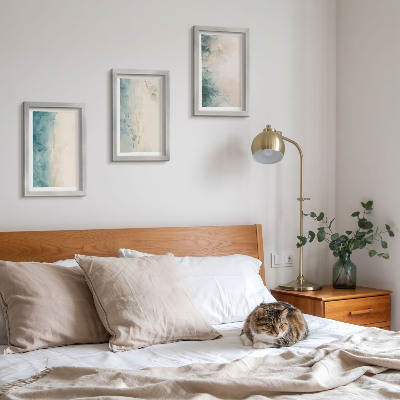 Tavelvägg med 3 tavlor Akvarellmålningar på duk, minimalistisk stil