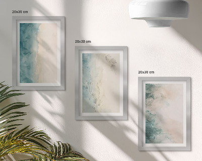 Tavelvägg med 3 tavlor Akvarellmålningar på duk, minimalistisk stil