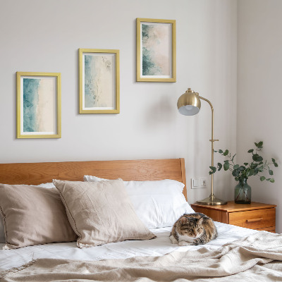 Tavelvägg med 3 tavlor Akvarellmålningar på duk, minimalistisk stil