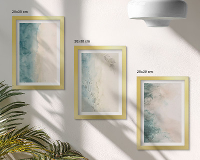 Tavelvägg med 3 tavlor Akvarellmålningar på duk, minimalistisk stil