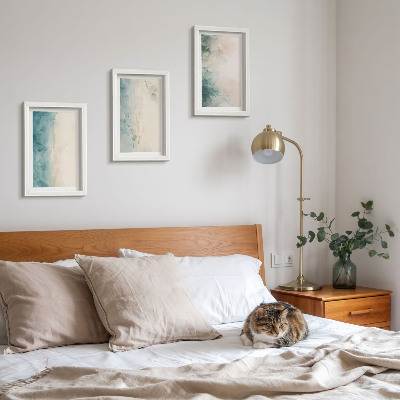 Tavelvägg med 3 tavlor Akvarellmålningar på duk, minimalistisk stil