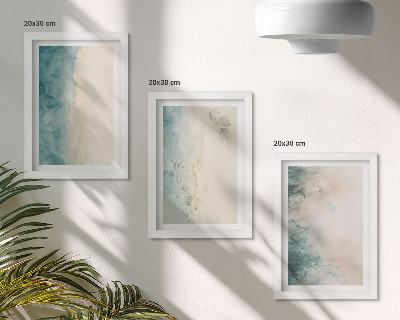 Tavelvägg med 3 tavlor Akvarellmålningar på duk, minimalistisk stil