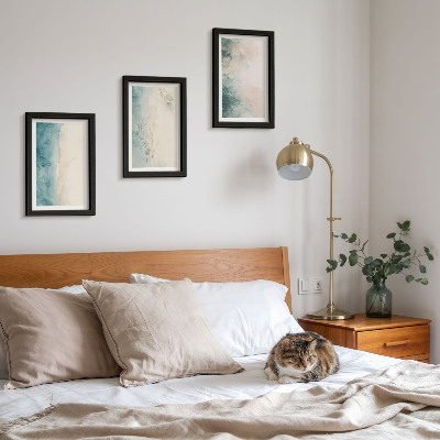 Tavelvägg med 3 tavlor Akvarellmålningar på duk, minimalistisk stil