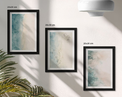 Tavelvägg med 3 tavlor Akvarellmålningar på duk, minimalistisk stil